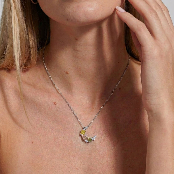 Leibish Multicolor Diamond Half Moon Couture Pendant