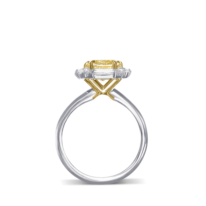 Leibish Fancy Yellow Cushion Halo Diamond Ring