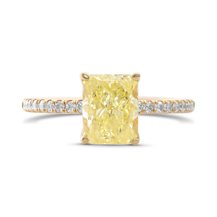 Leibish Fancy Yellow Radiant Diamond Side-stone Ring VVS1 GIA