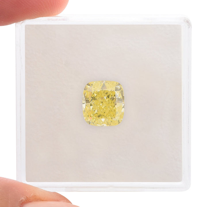 2.02 Carat Fancy Yellow Cushion Diamond SI2 GIA