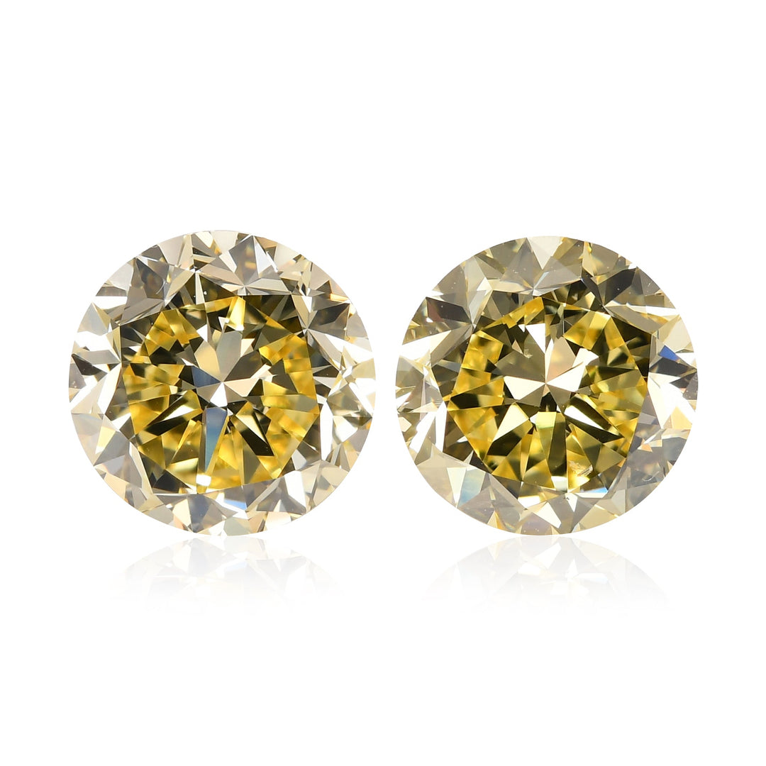 3.41 Carat Fancy Intense Yellow Round Diamonds VS2 GIA