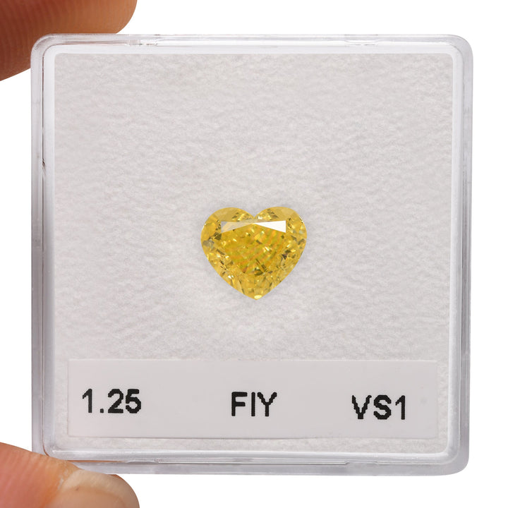 1.25 Carat Fancy Intense Yellow Heart Diamond VS1 GIA
