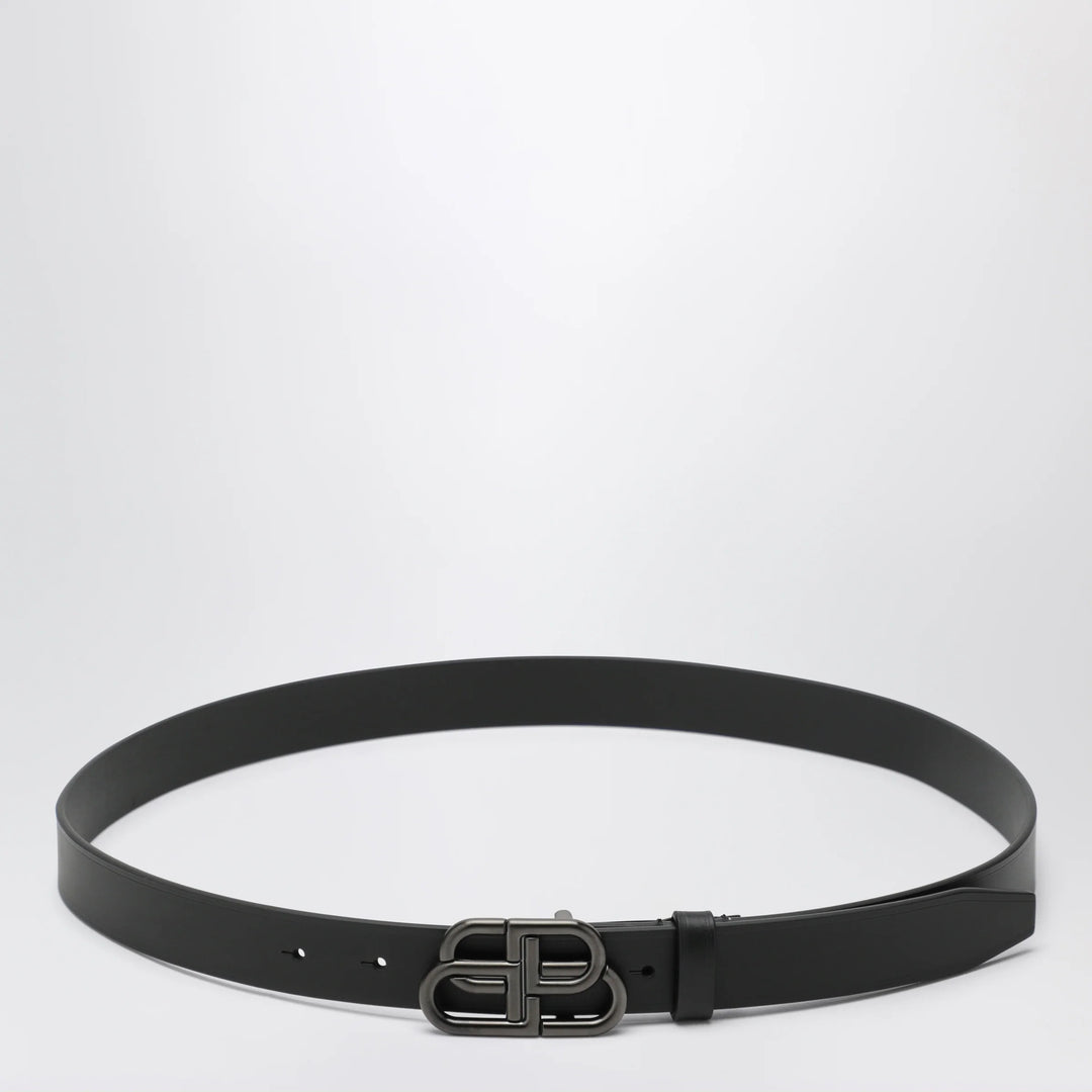 Balenciaga - Slim BB belt in calfskin leather in black