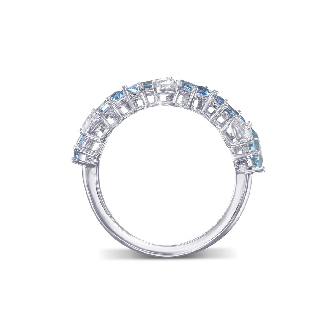 Leibish Aquamarine and Diamond Band Ring