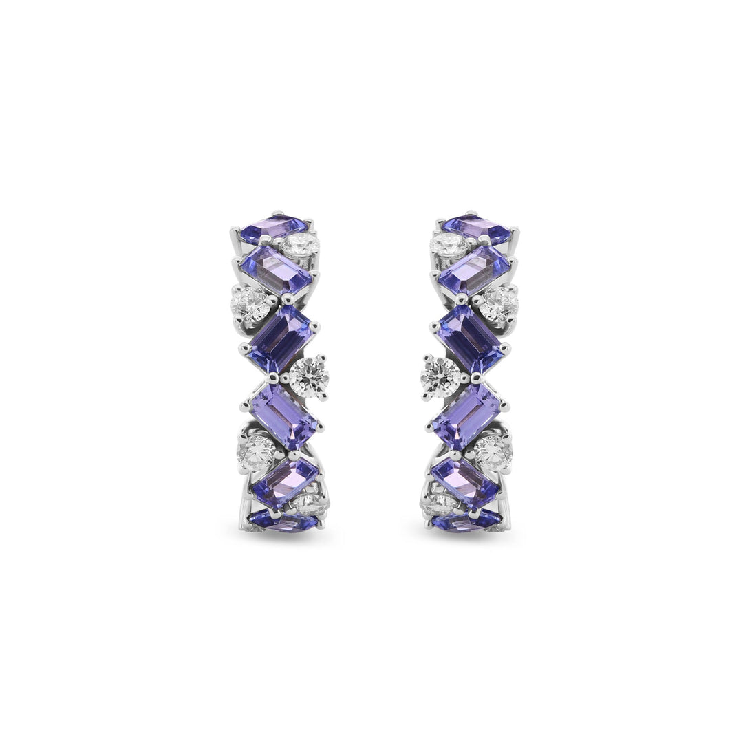 Leibish Tanzanite and Diamond Hoop Earrings