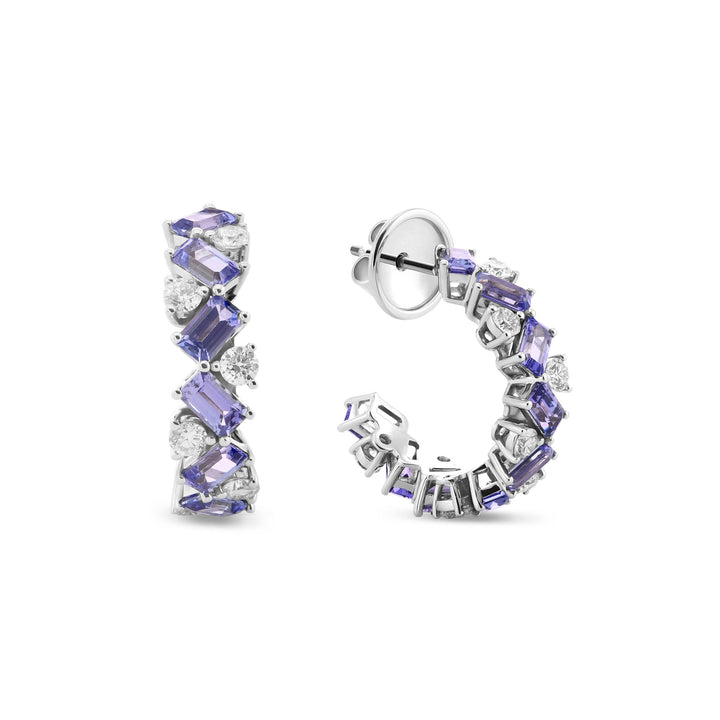 Leibish Tanzanite and Diamond Hoop Earrings
