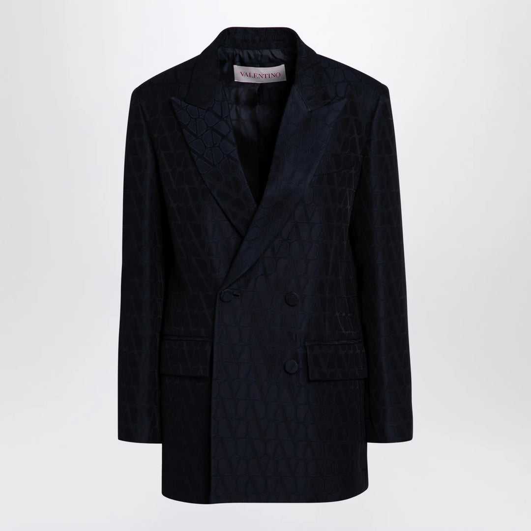 Valentino - Navy blue double-breasted jacket Toile Iconographe