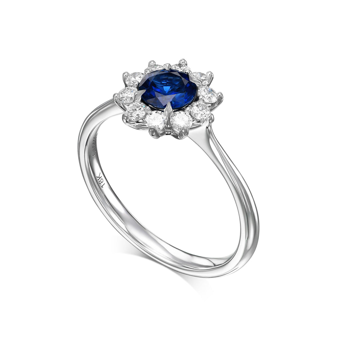 Leibish Round Blue Sapphire &amp; Diamond Halo Ring