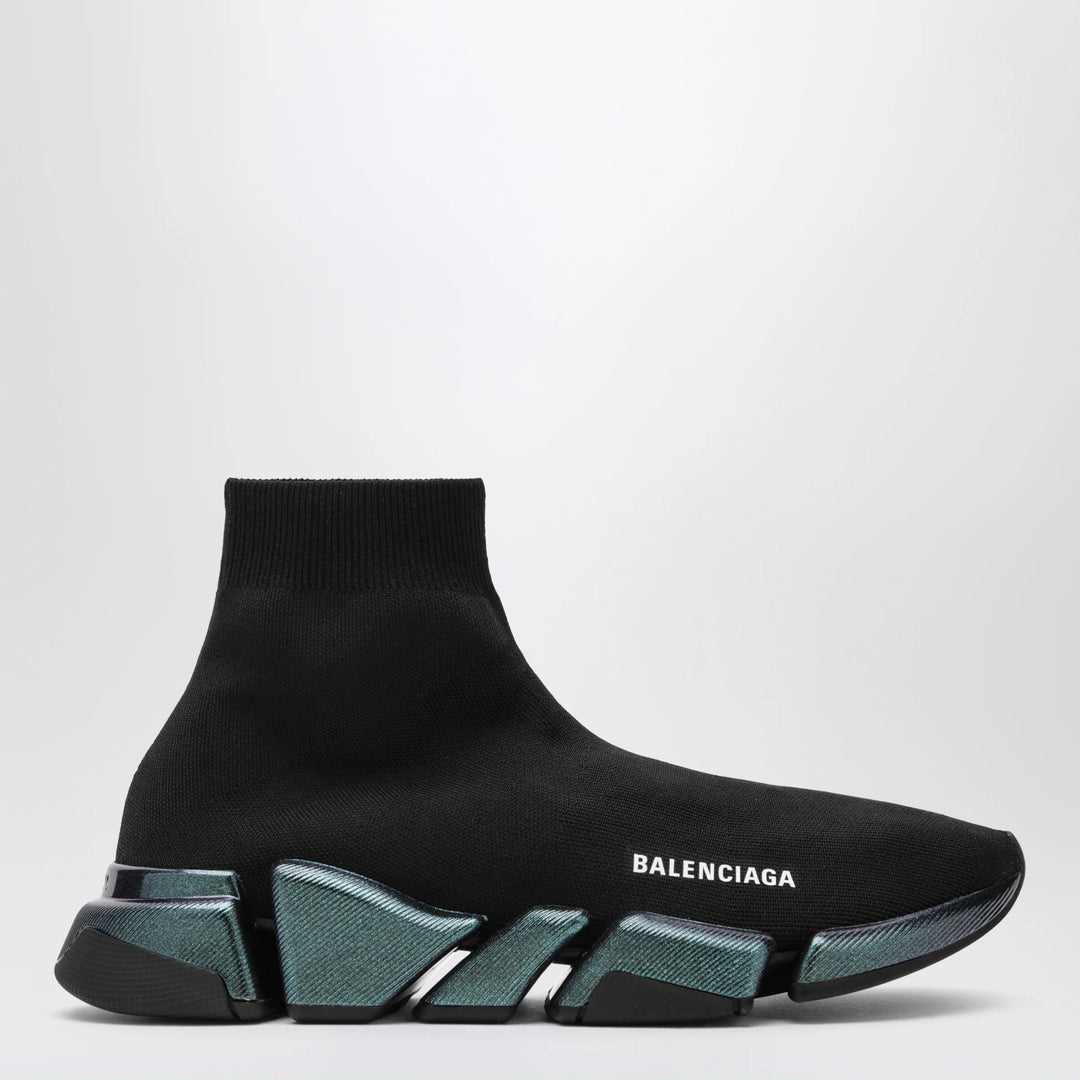 Balenciaga - Black/blue Speed 2.0 Iridescent knit sneakers