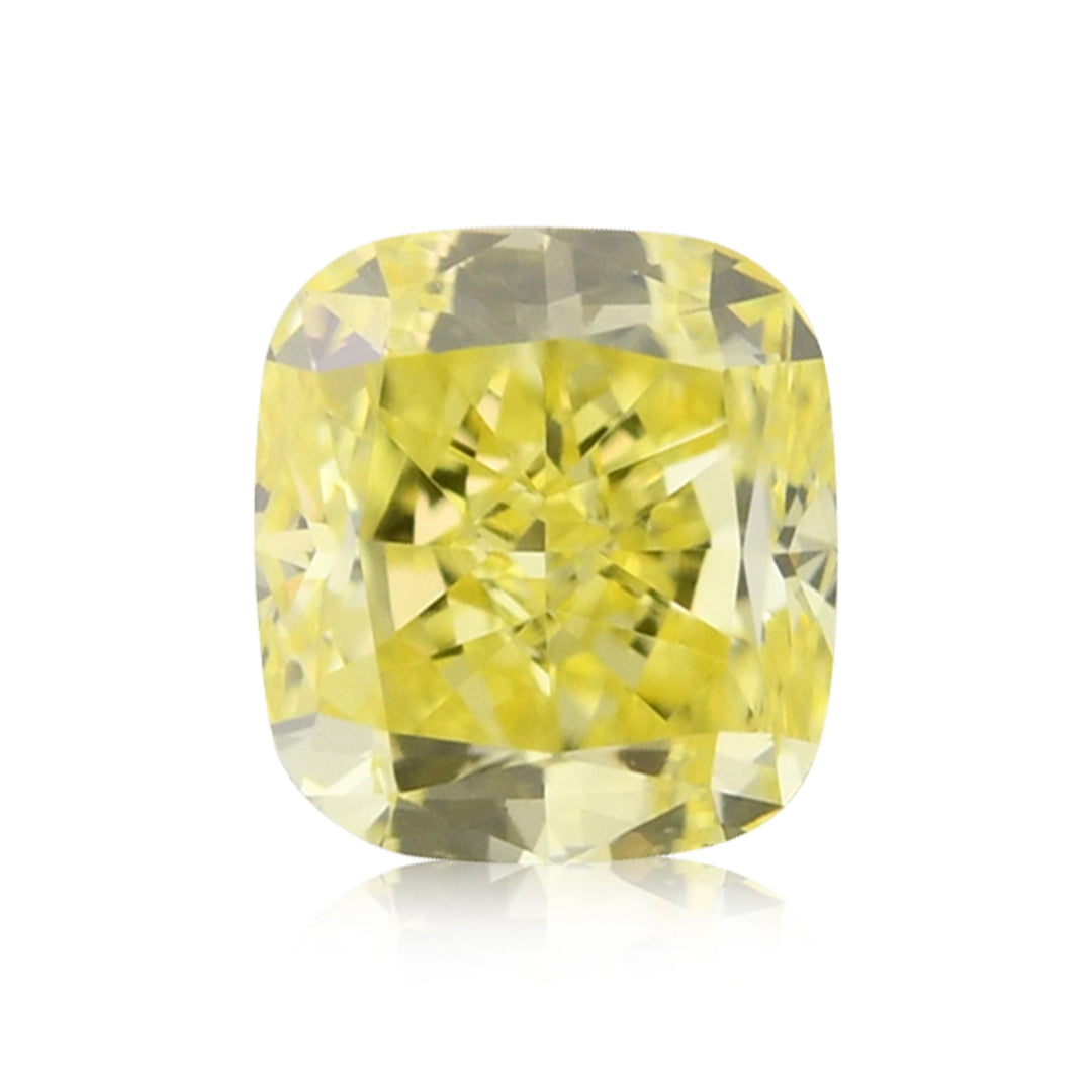 0.53 Carat Fancy Intense Yellow Cushion Diamond IF GIA