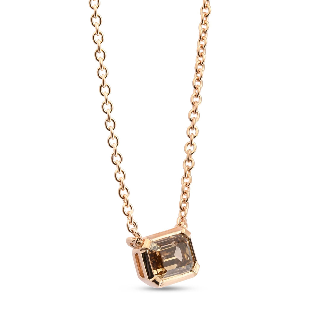 Leibish Fancy Brown Diamond Solitaire Bezel Pendant