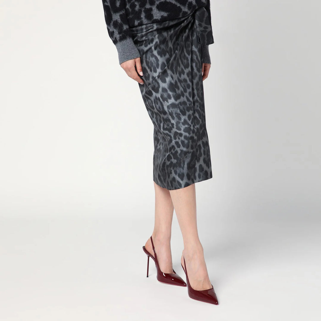 Stella McCartney - Leopard midi skirt with knot