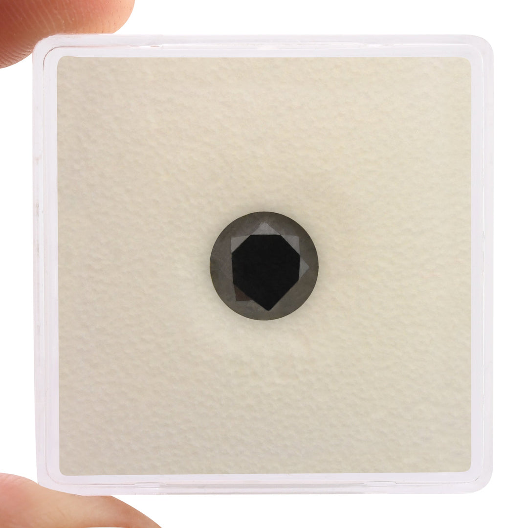 1.43 Carat Natural Black Round Diamond GIA