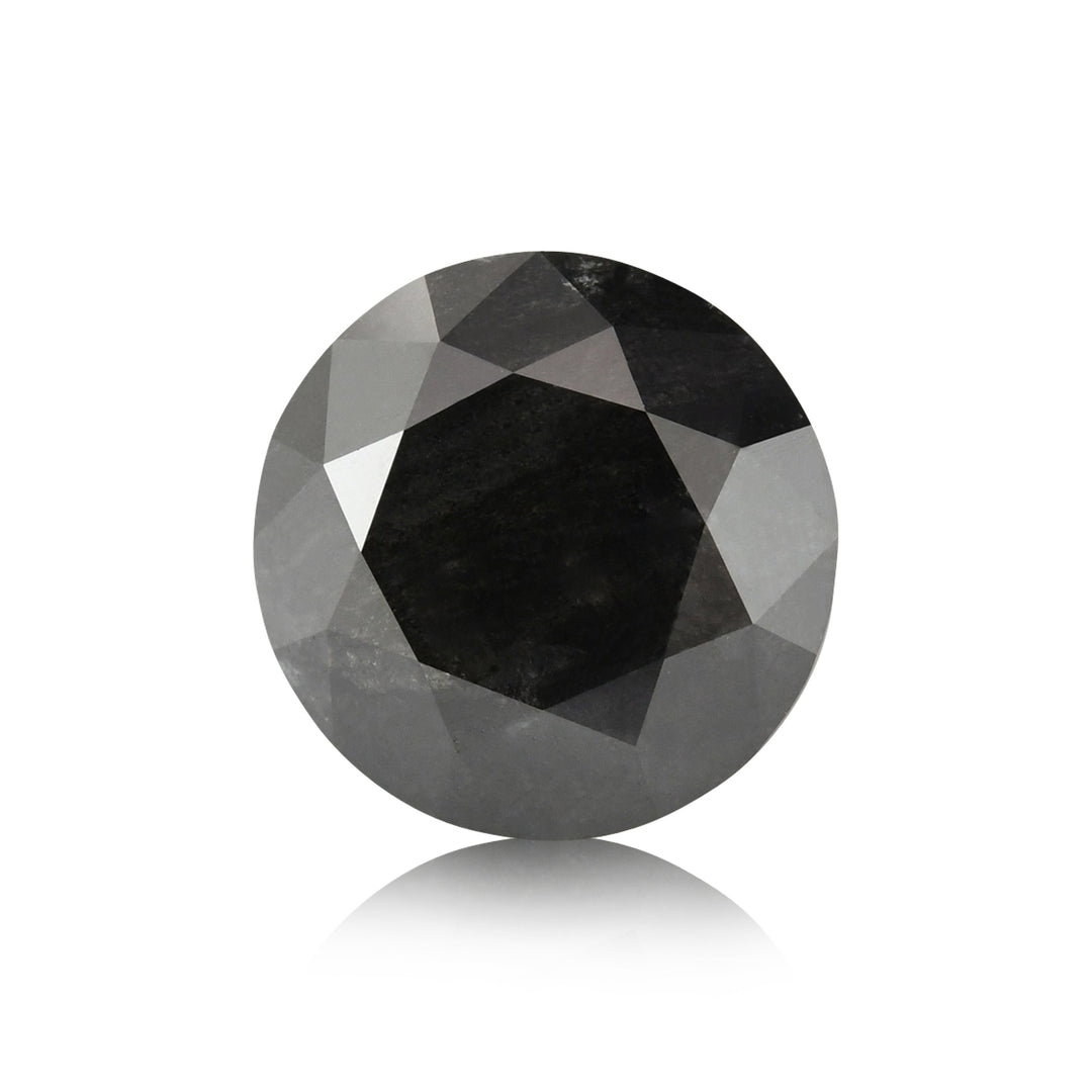 1.45 Carat Natural Black Round Diamond GIA