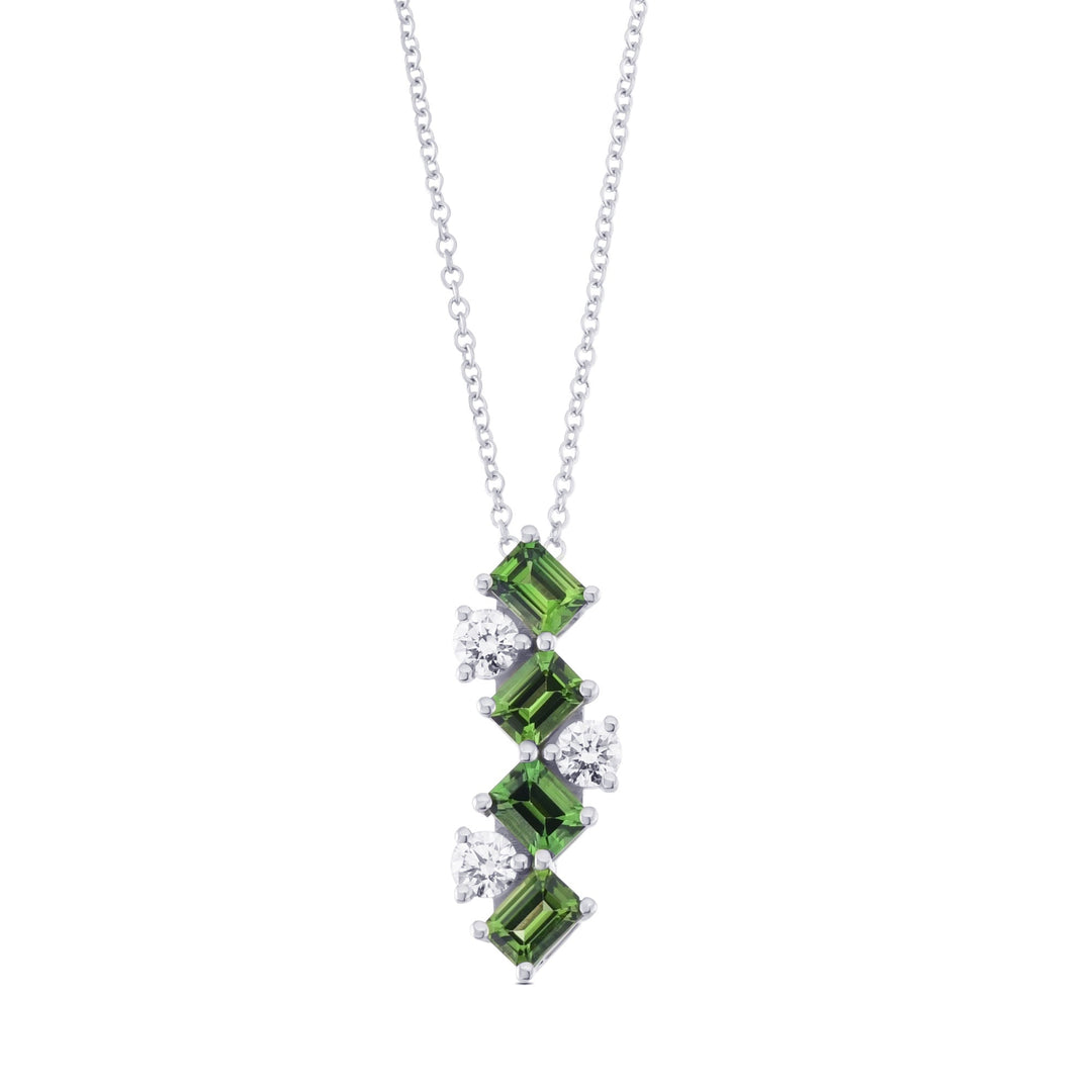 Green Tourmaline and Diamond Drop Pendant