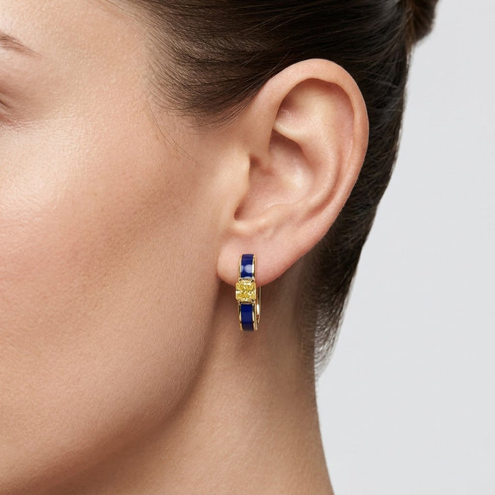 Leibish Round Brillant Hoop Earrings