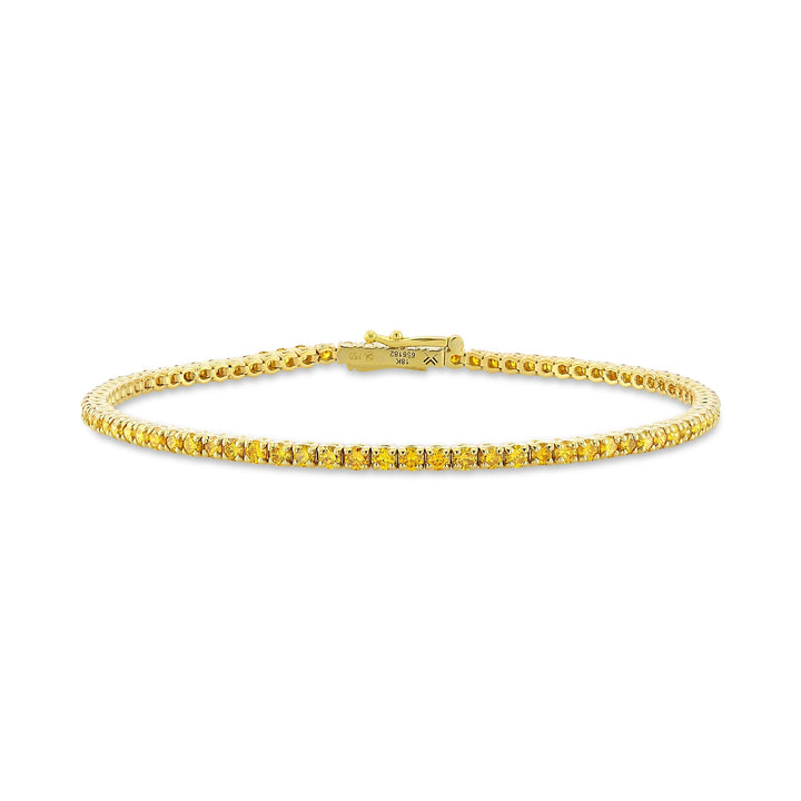 Leibish 2.88Ct Fancy Vivid Orange Yellow Round Brillant Tennis Bracelet