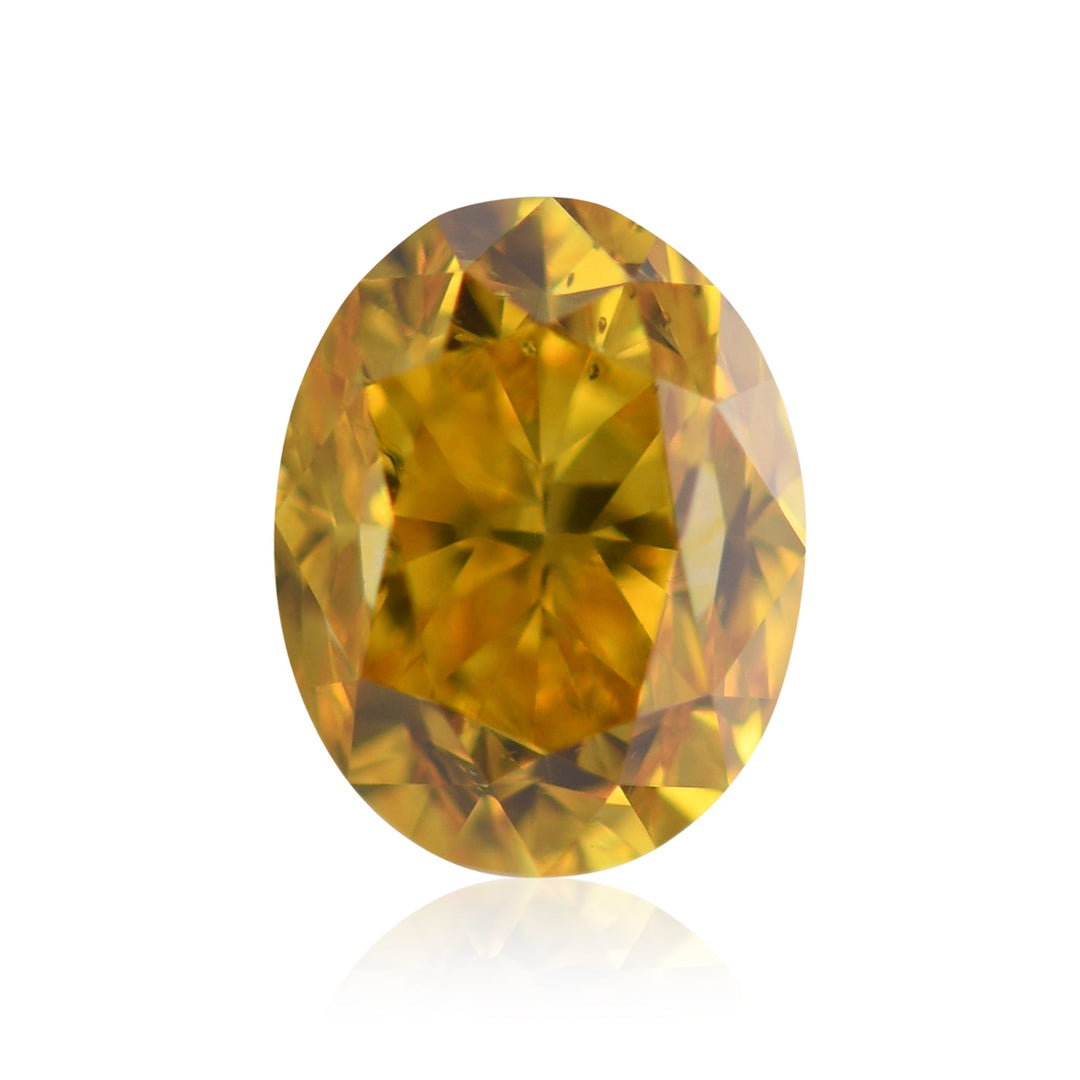 0.53 Carat Fancy Vivid Orangy Yellow Oval Diamond SI1 GIA