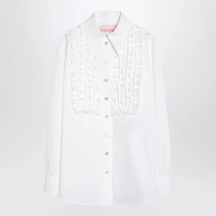 Valentino - White cotton shirt with ruffles