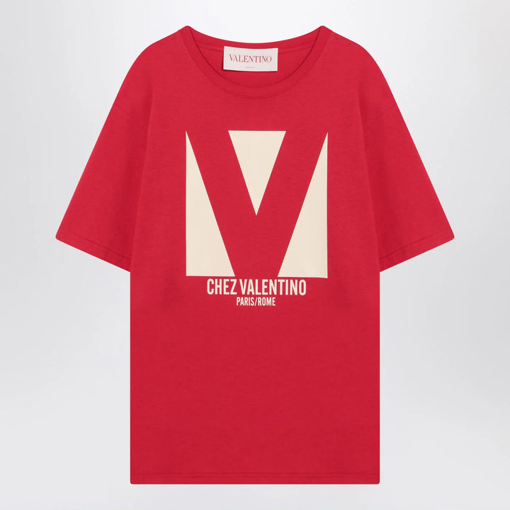 Valentino - Red T-shirt with Chez Valentino print