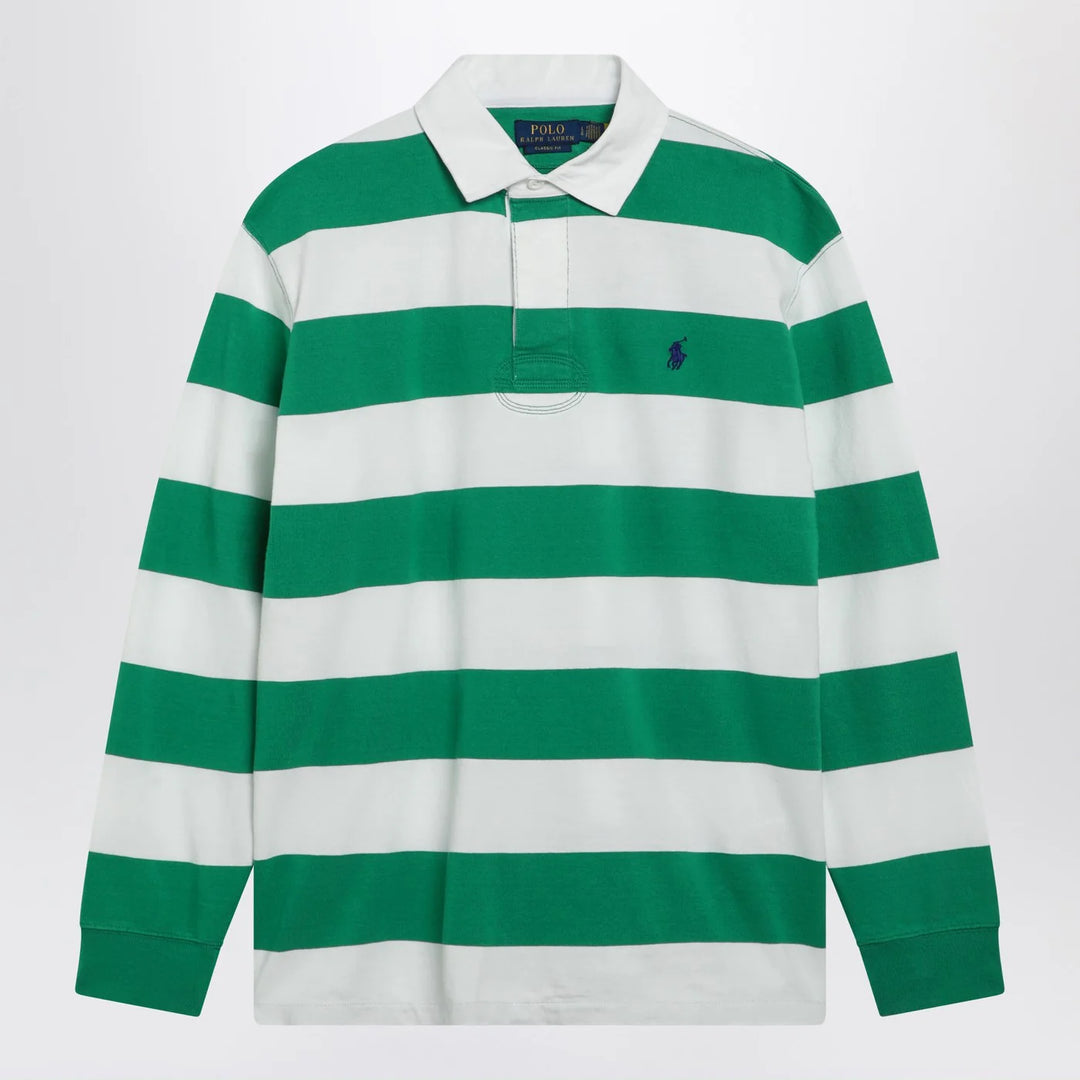 Polo Ralph Lauren - White/green striped Classic Fit polo shirt