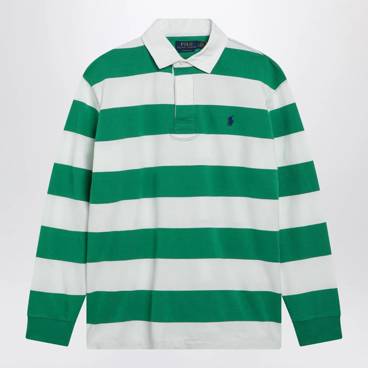 Polo Ralph Lauren - White/green striped Classic Fit polo shirt