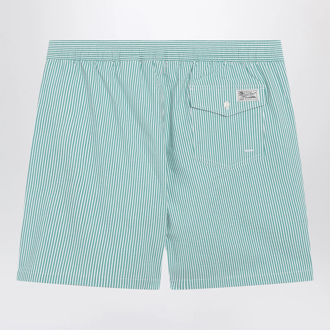 Polo Ralph Lauren - Traveler striped white/green seersucker swim shorts