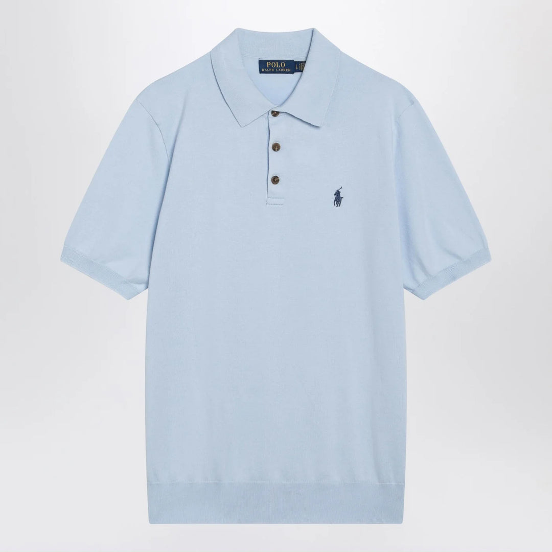 Polo Ralph Lauren - Light blue cotton knit polo shirt