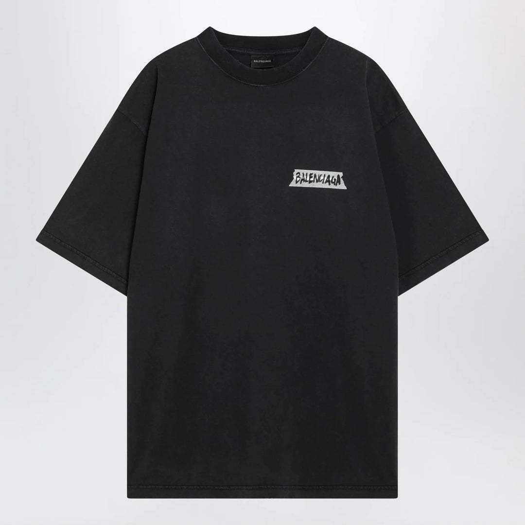 Balenciaga - Black washed Masking Tape T-shirt with medium fit