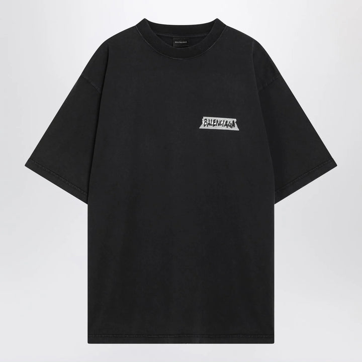 Balenciaga - Black washed Masking Tape T-shirt with medium fit