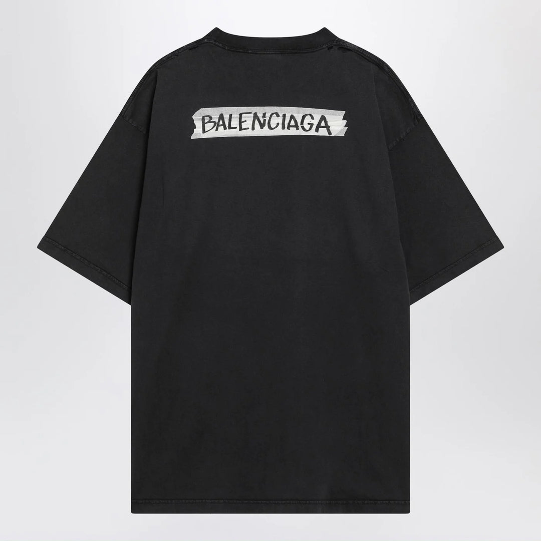 Balenciaga - Black washed Masking Tape T-shirt with medium fit