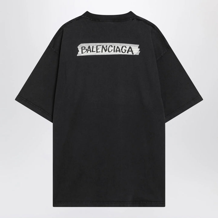 Balenciaga - Black washed Masking Tape T-shirt with medium fit