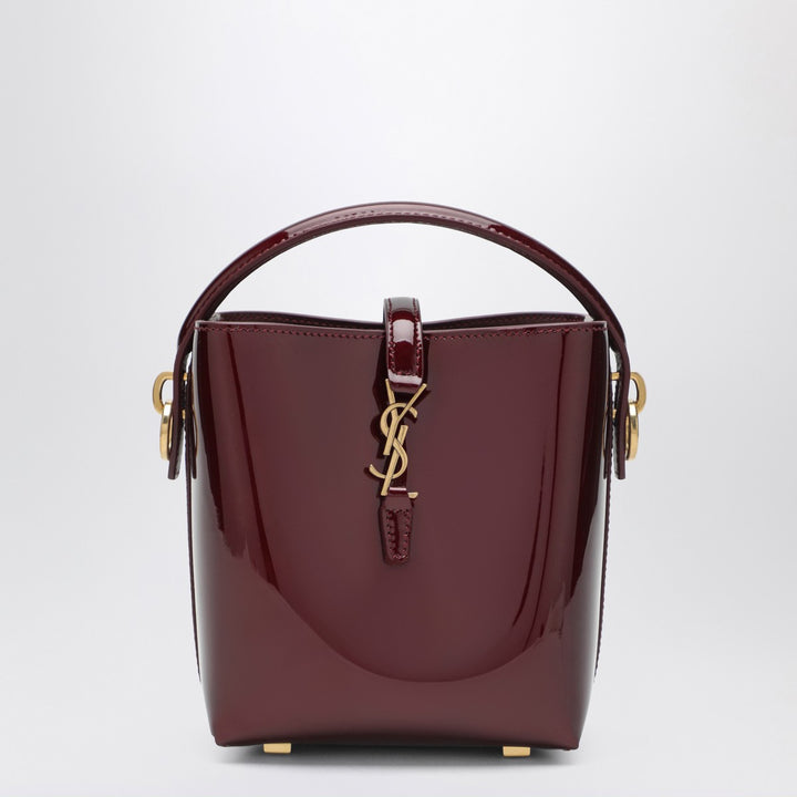 Saint Laurent Mini Le 37 bucket bag in burgundy patent leather