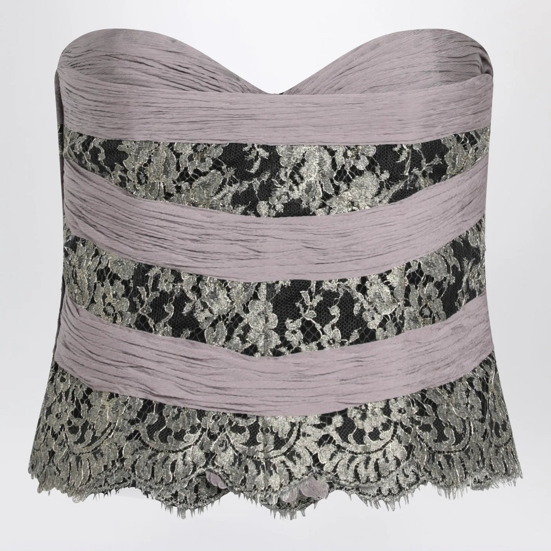 Valentino - Grey/mauve/gold chiffon silk top