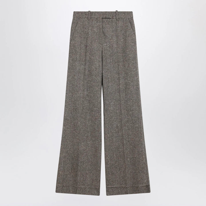 Valentino - Ivory/brown patterned wool trousers