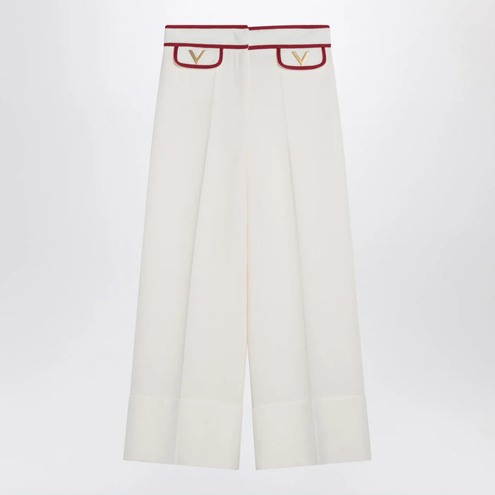 Valentino - Ivory trousers with Gold V