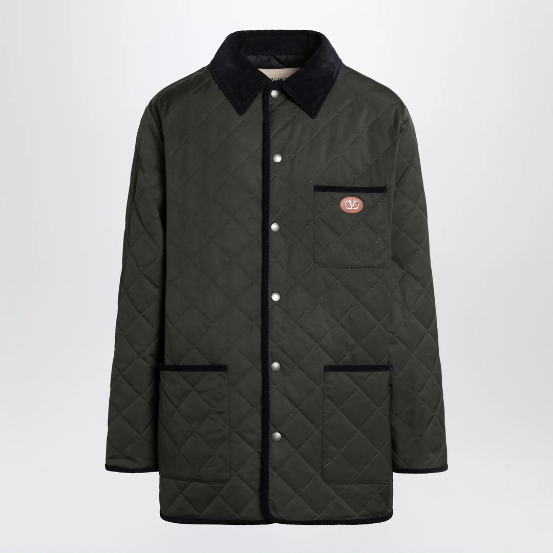 Valentino - Olive green quilted jacket with VLogo patch