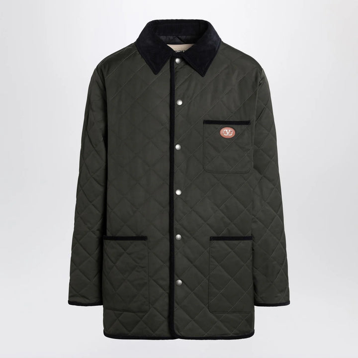 Valentino - Olive green quilted jacket with VLogo patch