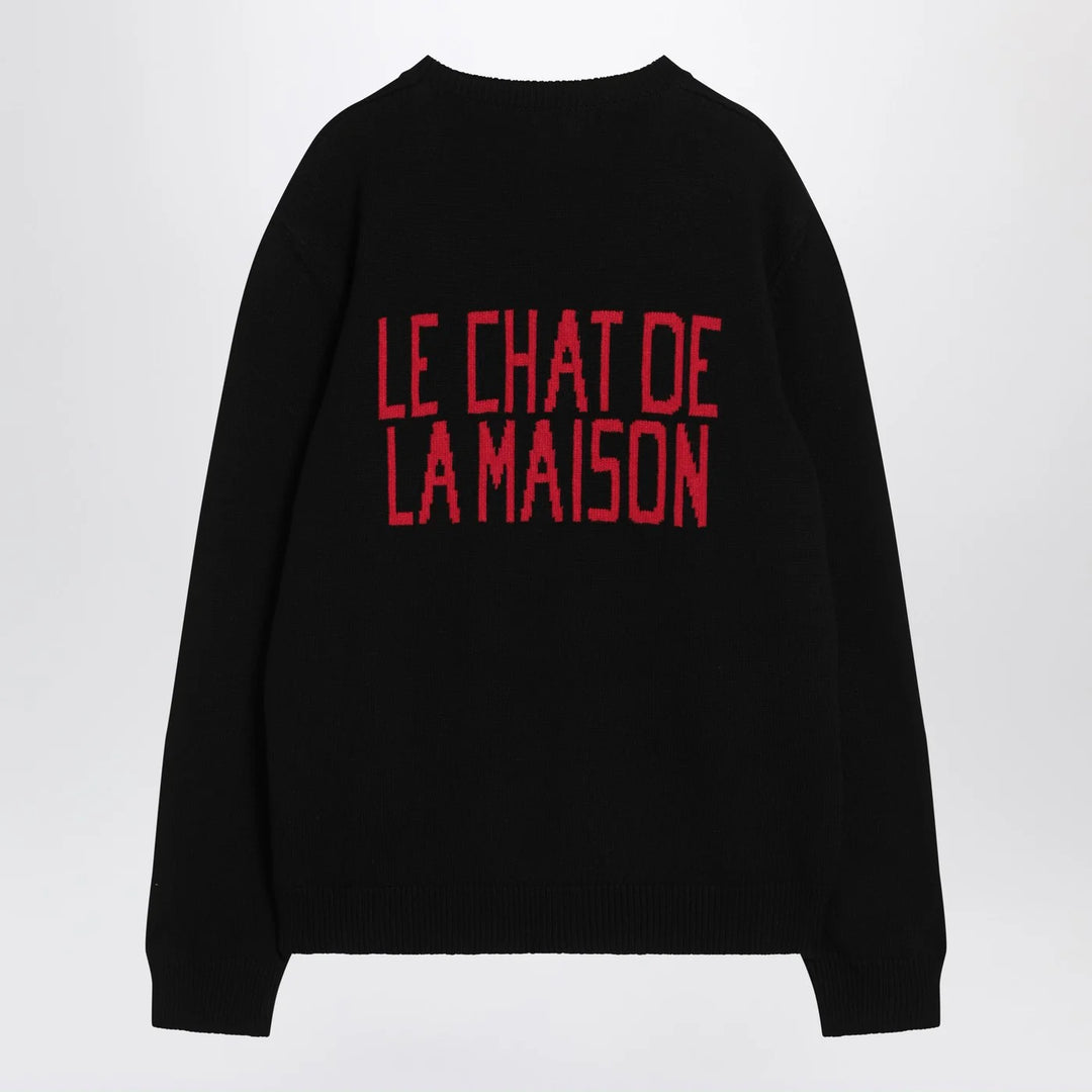 Valentino - Black sweater with Le Chat de la Maison patch