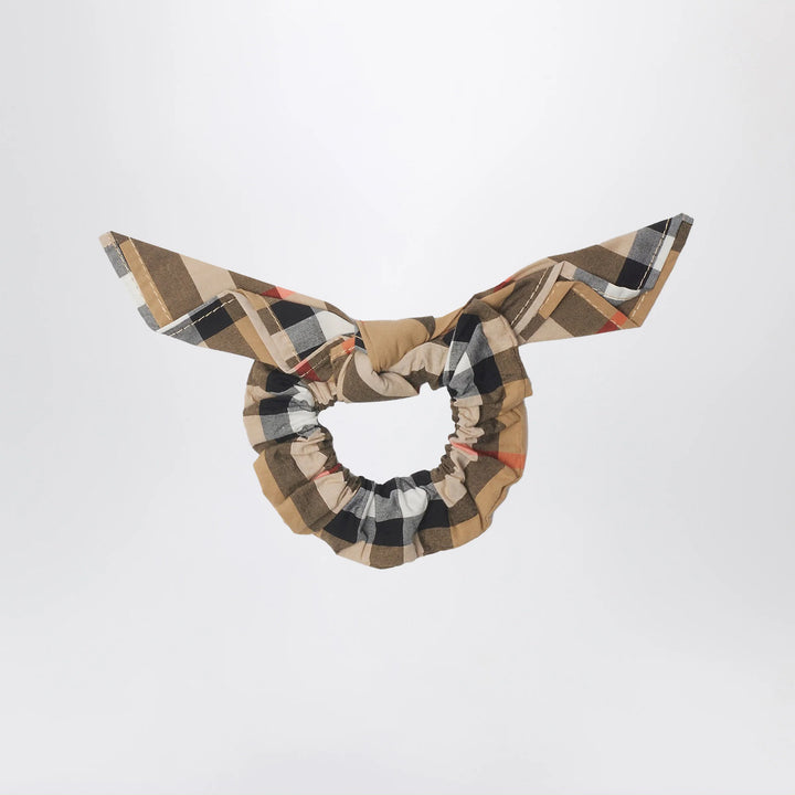 Burberry - Beige Check Pattern Cotton Scrunchies