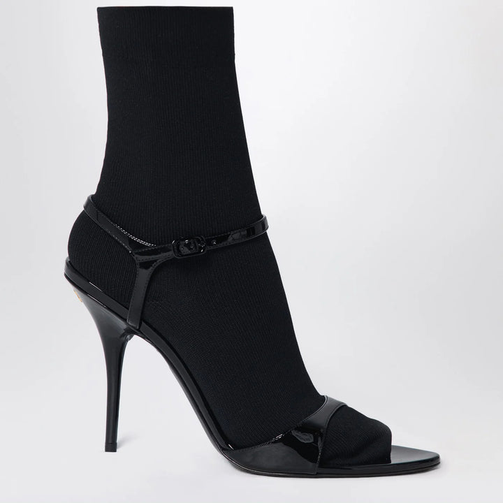 Balenciaga - Avenue Sock black sandal in patent leather and mesh