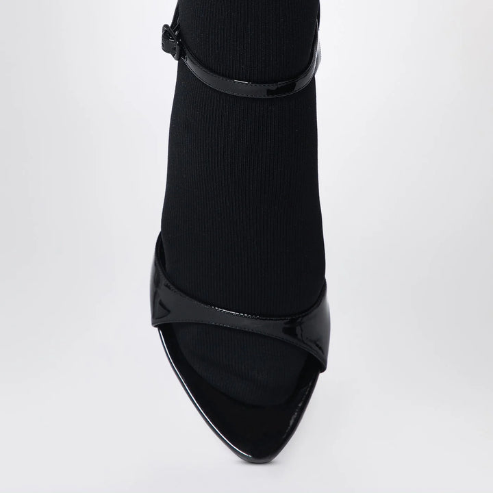 Balenciaga - Avenue Sock black sandal in patent leather and mesh