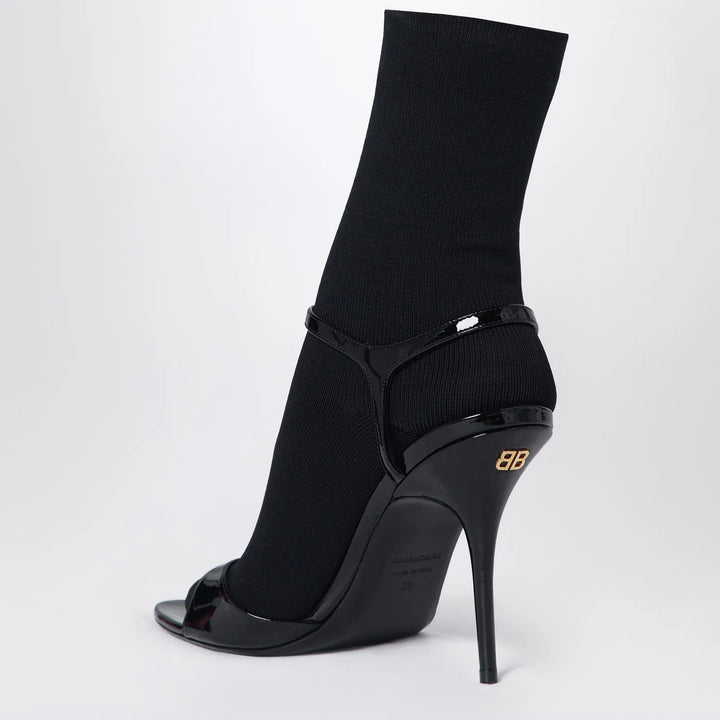 Balenciaga - Avenue Sock black sandal in patent leather and mesh