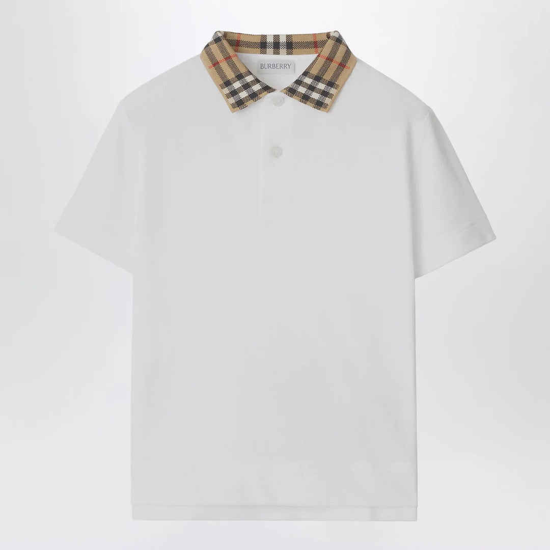 Burberry - White polo shirt with Check-pattern collar