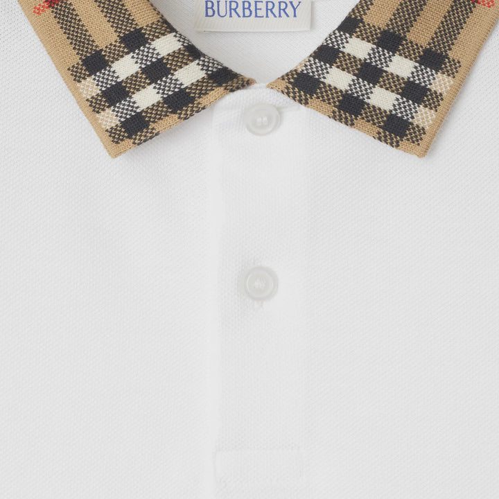 Burberry - White polo shirt with Check-pattern collar