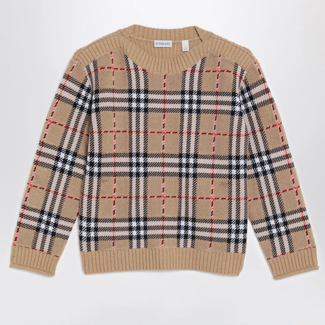Burberry - Beige check wool pullover