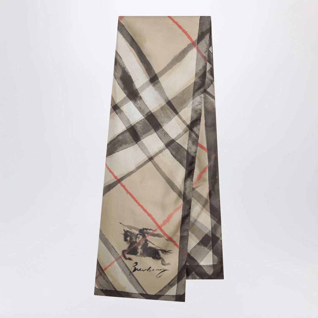 Burberry - Large Check silk scarf in sand color