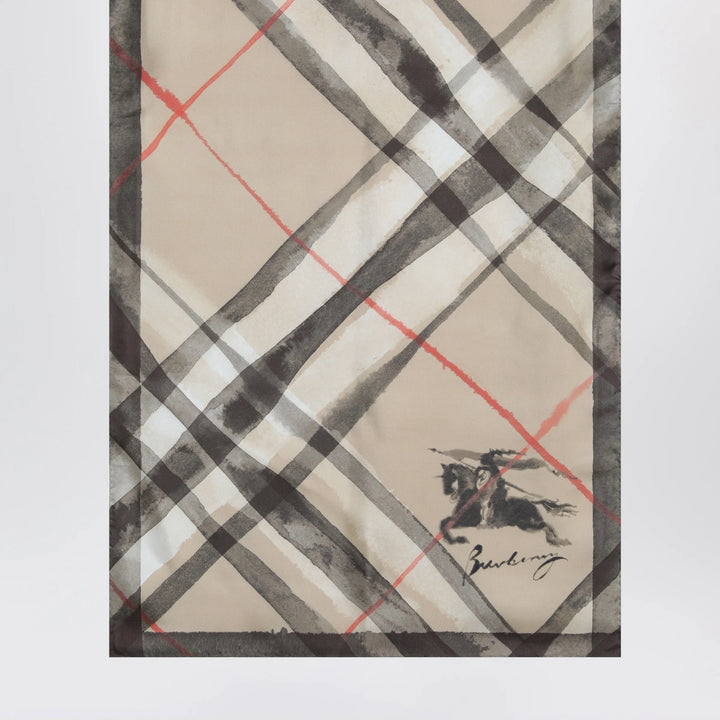 Burberry - Large Check silk scarf in sand color