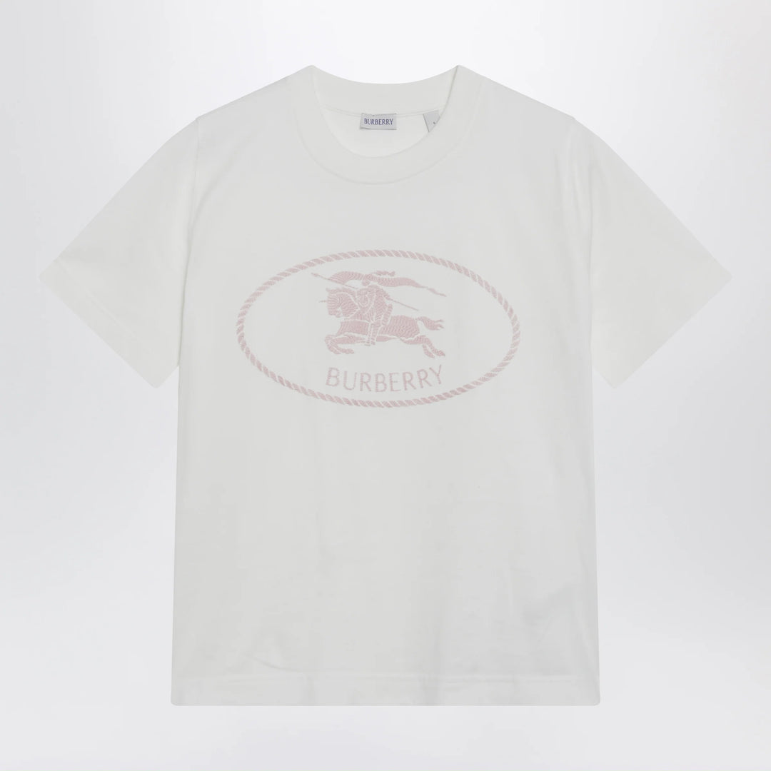 Burberry - White T-shirt with Knight Stamp