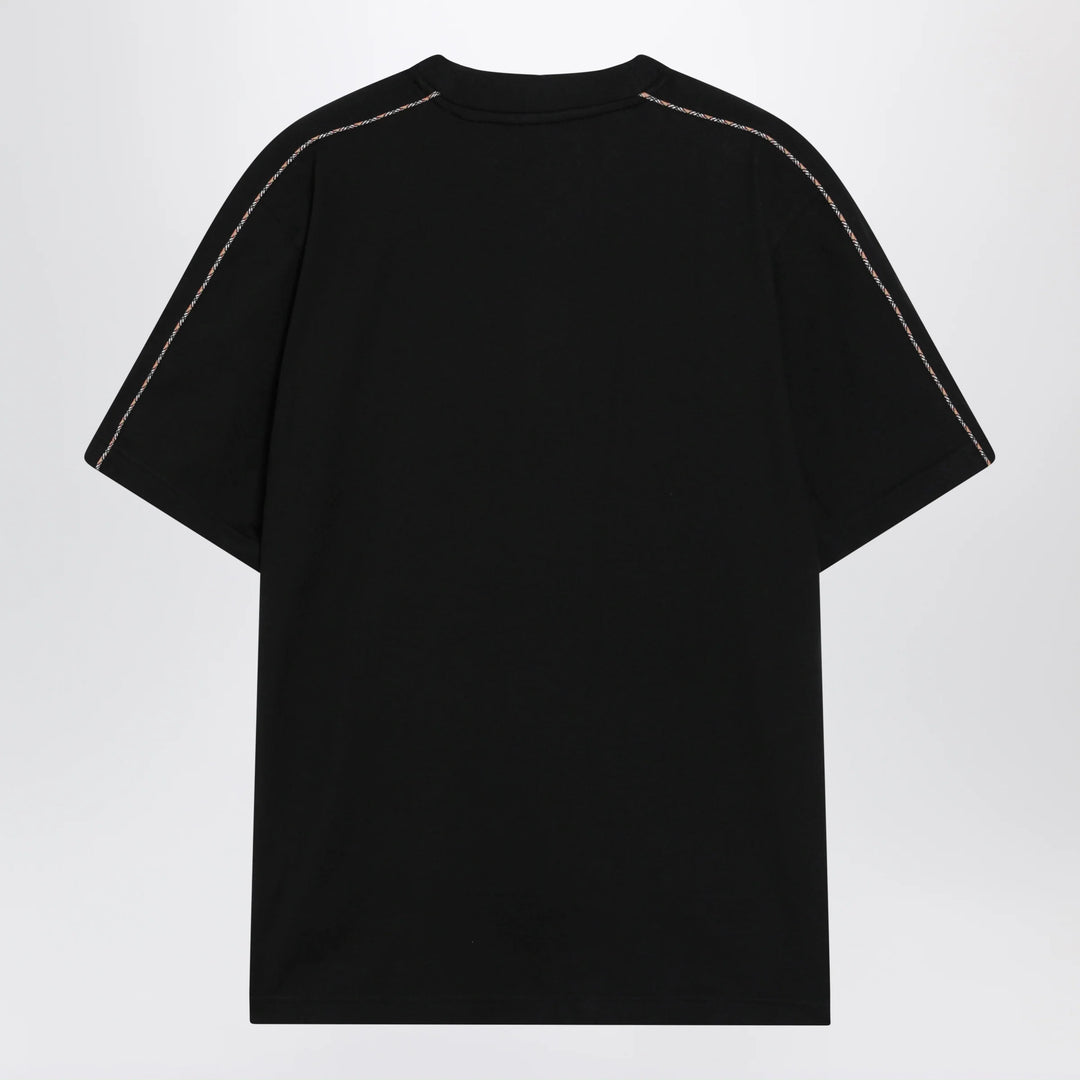 Burberry - Cotton T-shirt with Check trim in black